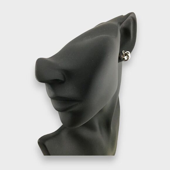 Silver Love Knot Ribbons Stud Earrings - Picture 5 of 9